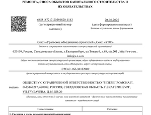 Выписка из реестра членов НОСТРОЙ